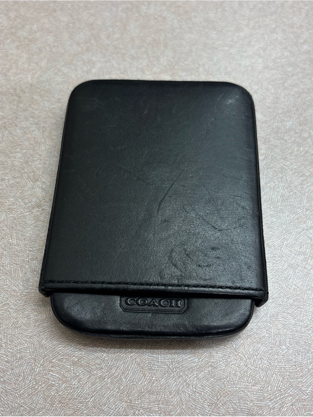 Coach Black Leather Slide Structured Business Card Holder Case Wallet 2 Pc